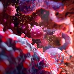 Poster - intricate molecular animation depicting insulin s role in cell and tissue repair