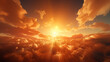 © Image Lounge - A Vibrant Sun With Rays Shining During Golden Hour In The Cloudscape Background