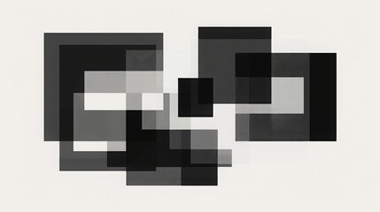Aufkleber - Overlapping squares and rectangles in shades of black, white, and gray create a modern abstract design.