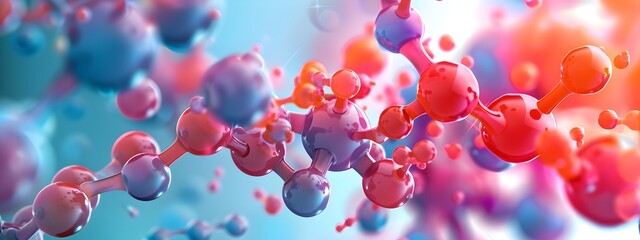 Poster - molecular structures of peptide hormones visualized in vibrant abstract composition