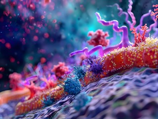 Poster - Intricate Underwater Biological Showcasing Insulin s Effects on Cell Differentiation and Tissue