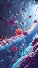 Poster - Microscopic Bacterial and Viral Cells Showcasing Medical Research and Healthcare Innovation