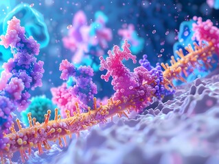 Poster - molecular visualization of interconnected insulin signaling pathways and hormone systems