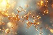 Abstract golden molecule structure with bokeh lights