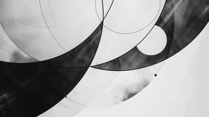 Aufkleber - A monochromatic artwork featuring contrasting black and white curves and circles creating an abstract design.