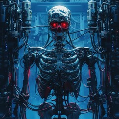 3d skull cyberpunk skeleton fantasy artwork