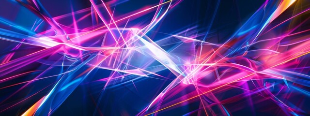 Aufkleber - Multicolored neon lights create dynamic streaks against a dark backdrop, suggesting movement and energy.