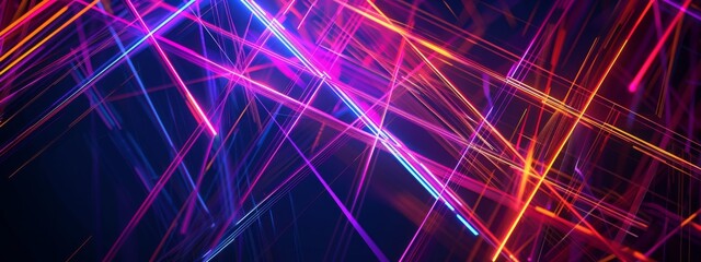 Fototapete - Bright and colorful abstract background featuring intersecting lines in various vibrant colors, creating a dynamic and energetic composition.
