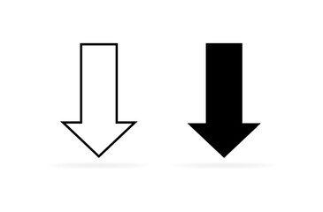 Poster - Down arrow icons. Linear and silhouette style. Vector icons
