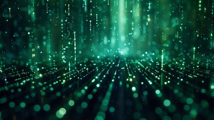 Aufkleber - A binary code sequence cascading down a digital screen, transforming into a breathtaking aurora borealis.