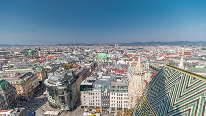 Wall Mural - Panoramic aerial view of Vienna, austria, from above timelapse