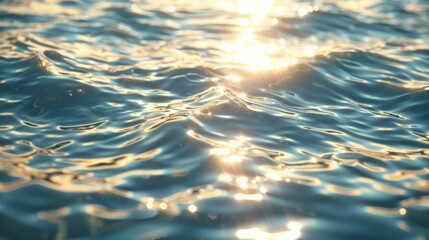 A light refraction of sunlight off tiny waves reflects off a gently rippling water surface.