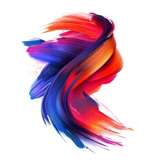 Poster - 3D render of colorful brush strokes on a white background, vector illustration in the style of digital art, logo design, sharp focus, professional photography, high resolution, high details, blue and 