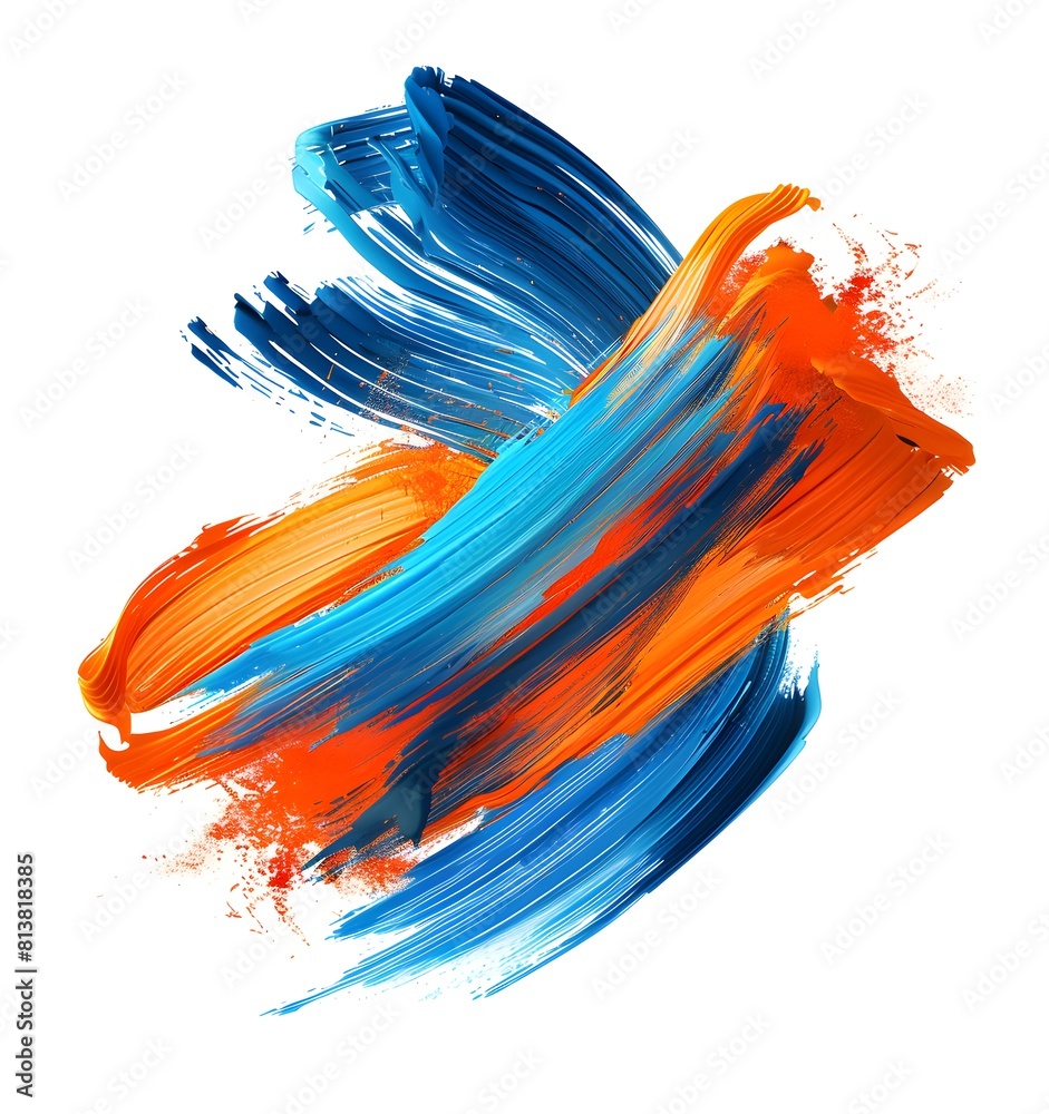 3D render of colorful brush strokes on a white background, vector ...