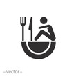 sitting hungry man icon, hunger percon, poverty concept, flat symbol on white background - vector illustration