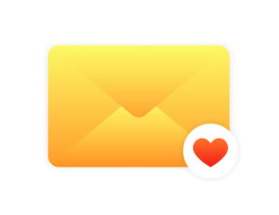 Poster - Letter with heart icon. Flat style. Vector icon
