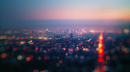 Poster - City lights twinkling in the distance, creating a mesmerizing blur of colors that merge into a dreamy, urban landscape.