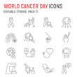 © amin268 - World Cancer Day line icon set, disease collection, vector graphics, logo illustrations, cancer day vector icons, charity signs, outline pictograms, editable stroke