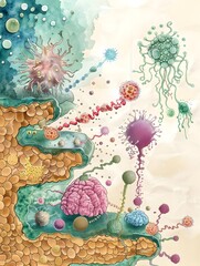 Poster - Cellular Senescence and Aging Processes Illustrated in Vibrant Digital Art
