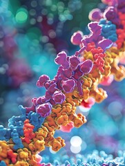 Poster - colorful molecular structure depicting insulin receptor complex changes upon ligand binding