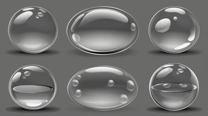 Poster - Isolated circle and oval drop shadows on transparent background. Modern realistic set of gray ellipse gradients, round shadows with soft edges.