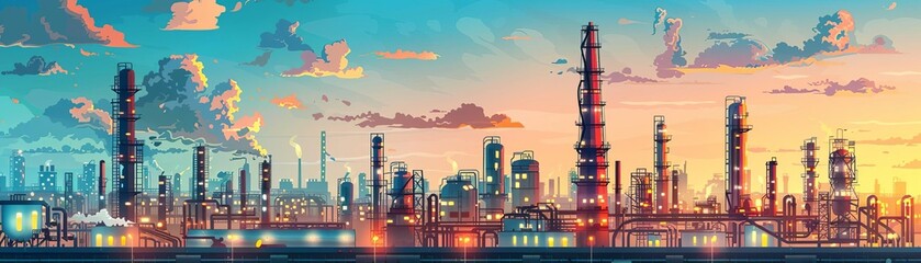 A beautiful painting of an industrial cityscape