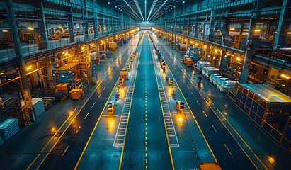 Wall Mural - Long exposure of large distribution warehouse at night