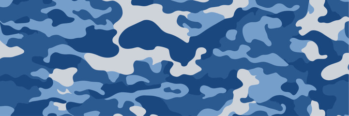 Wall Mural - Military camouflage seamless pattern background. Blue camouflage pattern background. Vector design.