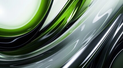 wallpaper neon green light with smooth lines, circular abstraction
