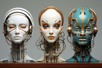 Poster - Mysterious Science fiction head. Artificial future head. Generate Ai