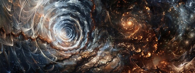Aufkleber - A painting featuring a complex spiral design in vibrant colors, creating a dynamic and visually engaging artwork.