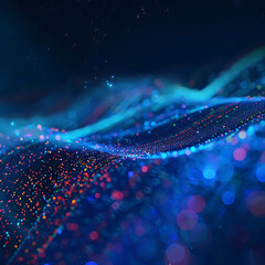 Poster - futuristic wave of musical particles. sound data.