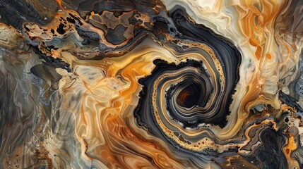 Aufkleber - A swirling abstract painting featuring predominantly black, yellow, and white colors.