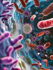 Poster - Diagrams Illustrating Bacterial Antibiotic Resistance Mechanisms including Efflux Pumps and Target