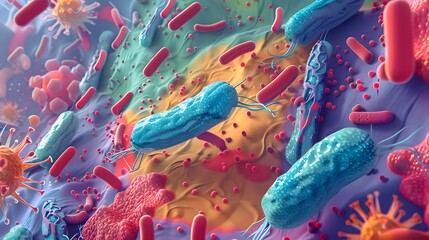 Poster - Colorful Diagram of Bacterial Antibiotic Resistance Mechanisms in Digital