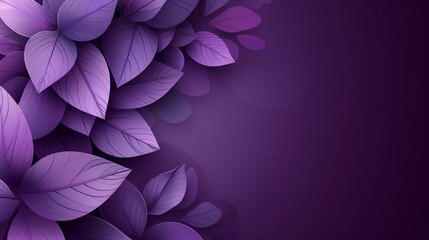 Wall Mural - Bold purple leaves stand out against a purple background in a vibrant floral abstract composition