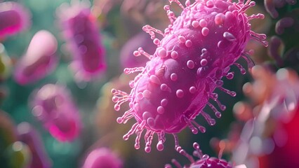 Poster - Digital rendering of virus structure with detailed surface proteins
