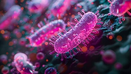 Poster - Colorful microorganisms depicted in a detailed close-up.