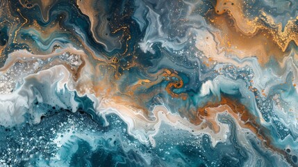 Aufkleber - An abstract painting showcasing a mix of deep blue and shimmering gold colors, creating a dynamic and visually striking composition.