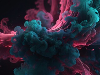 Wall Mural - A colorful abstract background that has beautiful dancing wave curves and incredible puffs of smoke