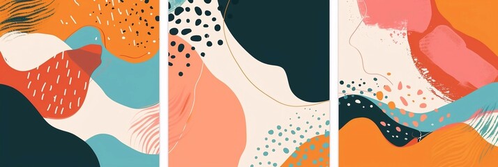 Wall Mural - Modern set of abstract covers, minimalist cover design. Colorful geometric background, vector illustration.