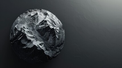 Wall Mural - a dynamic 3d rendering showcases an abstract black and white earth model crafted from rugged metal m