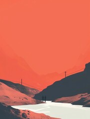 Poster - Breathtaking Minimalist Landscape with Snowy Alpine Peaks and Dramatic Skies in Serene Nature