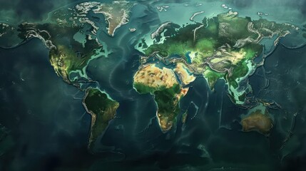 Wall Mural - world map background with realistic details and textures and nice color grading