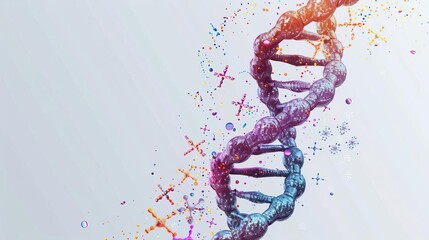 Nucleotide in flat design side view molecular biology theme water color Triadic Color Scheme