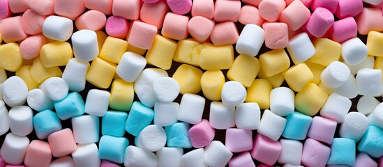 Sticker - A vivid assortment of mini marshmallows arranged in a captivating pattern A vibrant copy space image perfect for showcasing your text