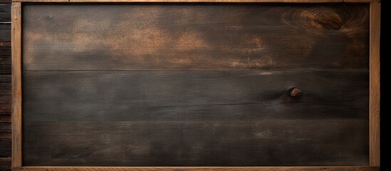 Canvas Print - A top view of a wooden table with a meticulously clean vintage chalk board providing ample copy space for images