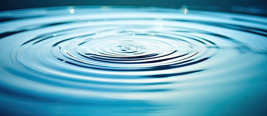 Canvas Print - Water droplet creating ripples on the surface of a still body of water with ample empty space surrounding it for focus creating a captivating copy space image