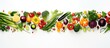 © Ilgun - A vibrant overhead shot of fresh vegetables arranged in a captivating food pattern on a white background providing ample copy space for a design template