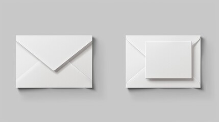 Poster - modern realistic mockup of blank closed and open envelopes, letter covers front and back view. mocku